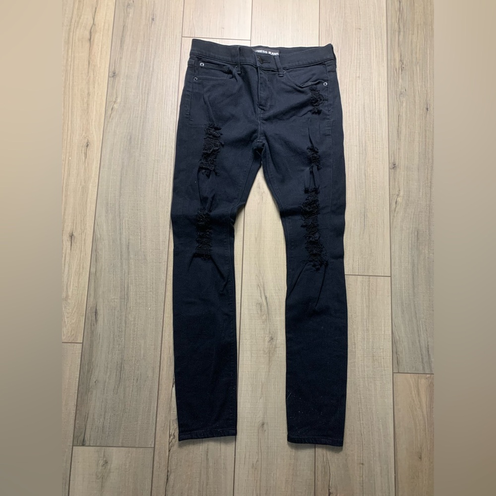 Express Distressed Black Skinny Jeans